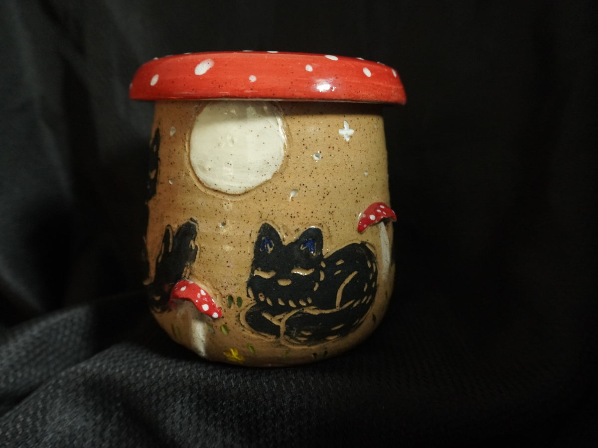 Black Cat Mushroom Jar