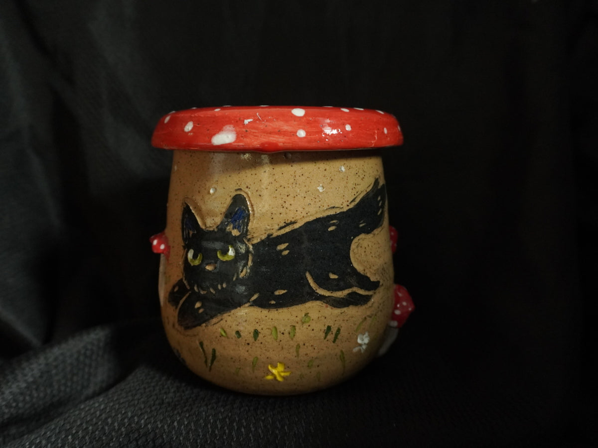 Black Cat Mushroom Jar