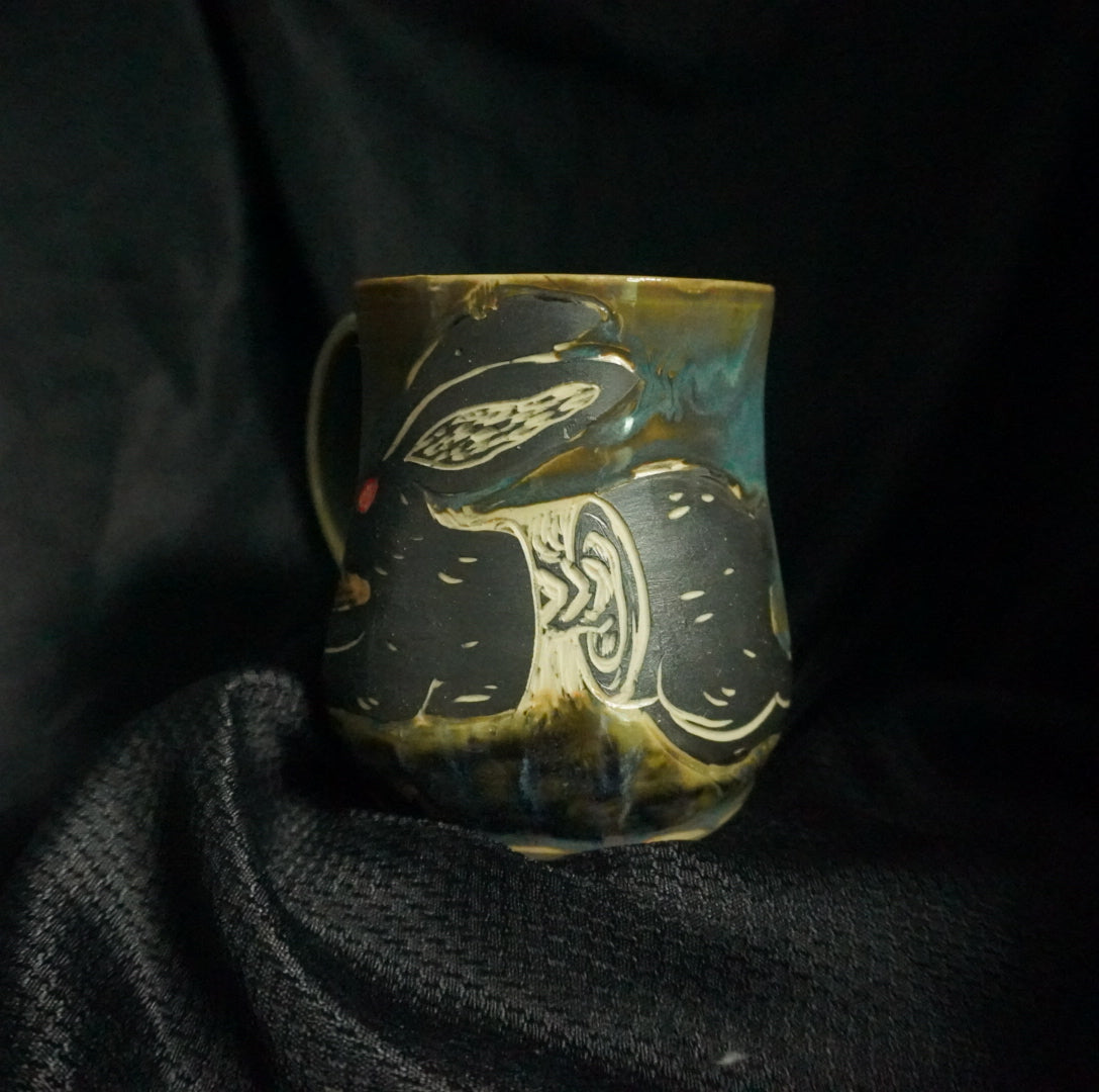 Sgraffito Rabbit Mug
