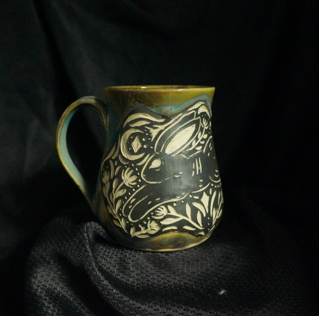 Sgraffito Rabbit Mug