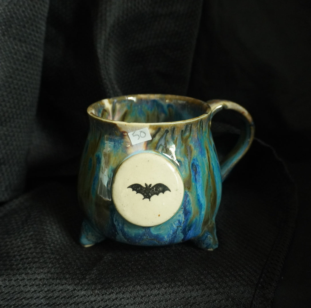 Cauldron Moon Mugs with bat or moth design