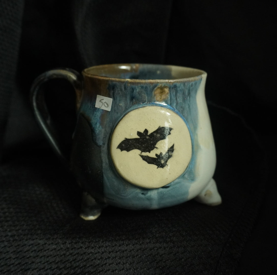 Cauldron Moon Mugs with bat or moth design