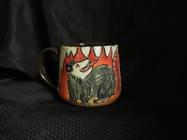 Opossum in the Fire Rage Mug