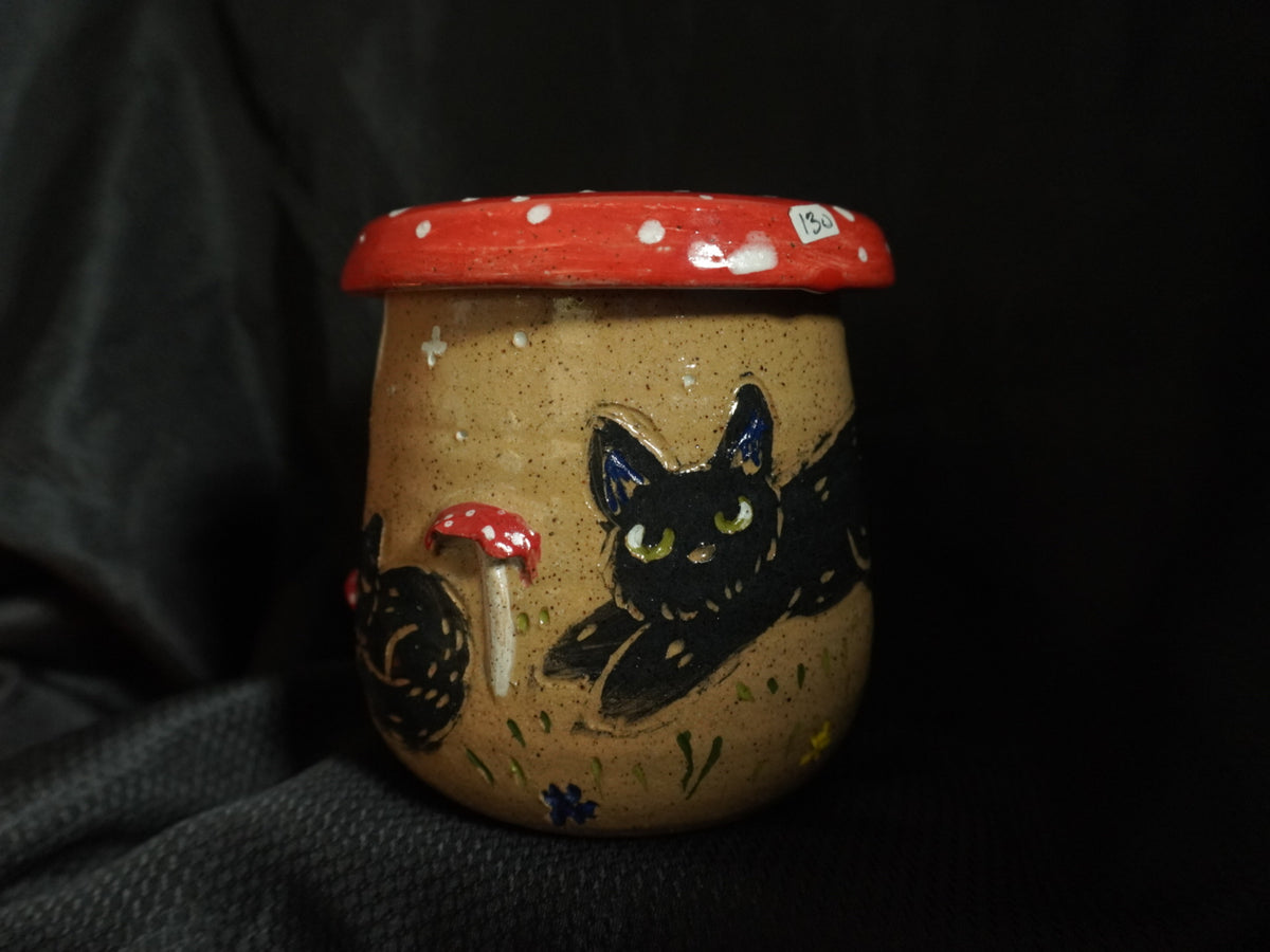 Black Cat Mushroom Jar
