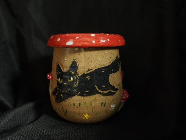 Black Cat Mushroom Jar