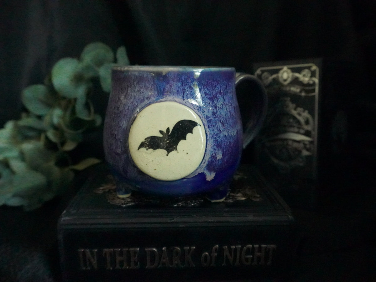 Cauldron Moon Mugs with bat or moth design